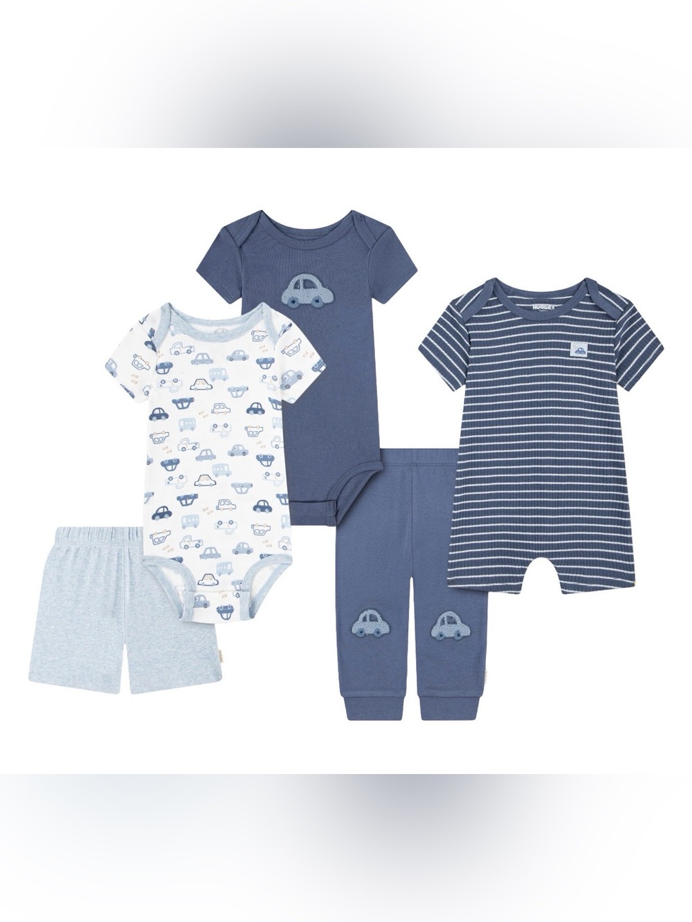 NWT Huggies Baby Boys 5-Piece Blue Car Themed Layette Set size 6M